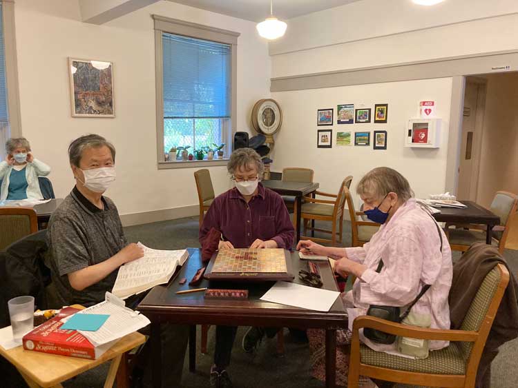 Scrabble Group playing a game.