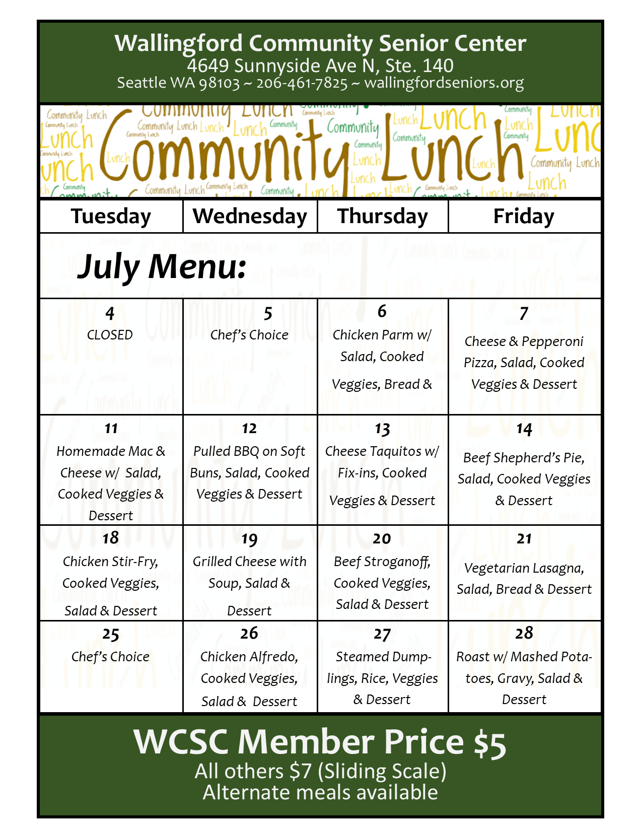 Community Lunch Wallingford Community Senior Center