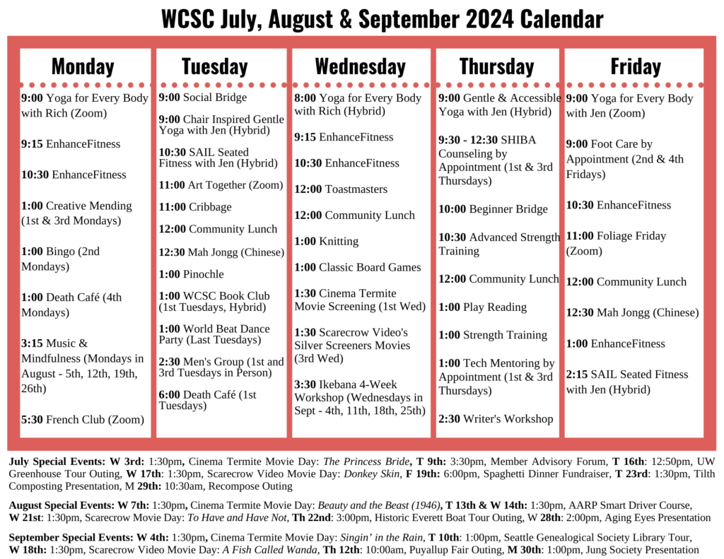 Summer 2024 Program Calendar Wallingford Community Senior Center