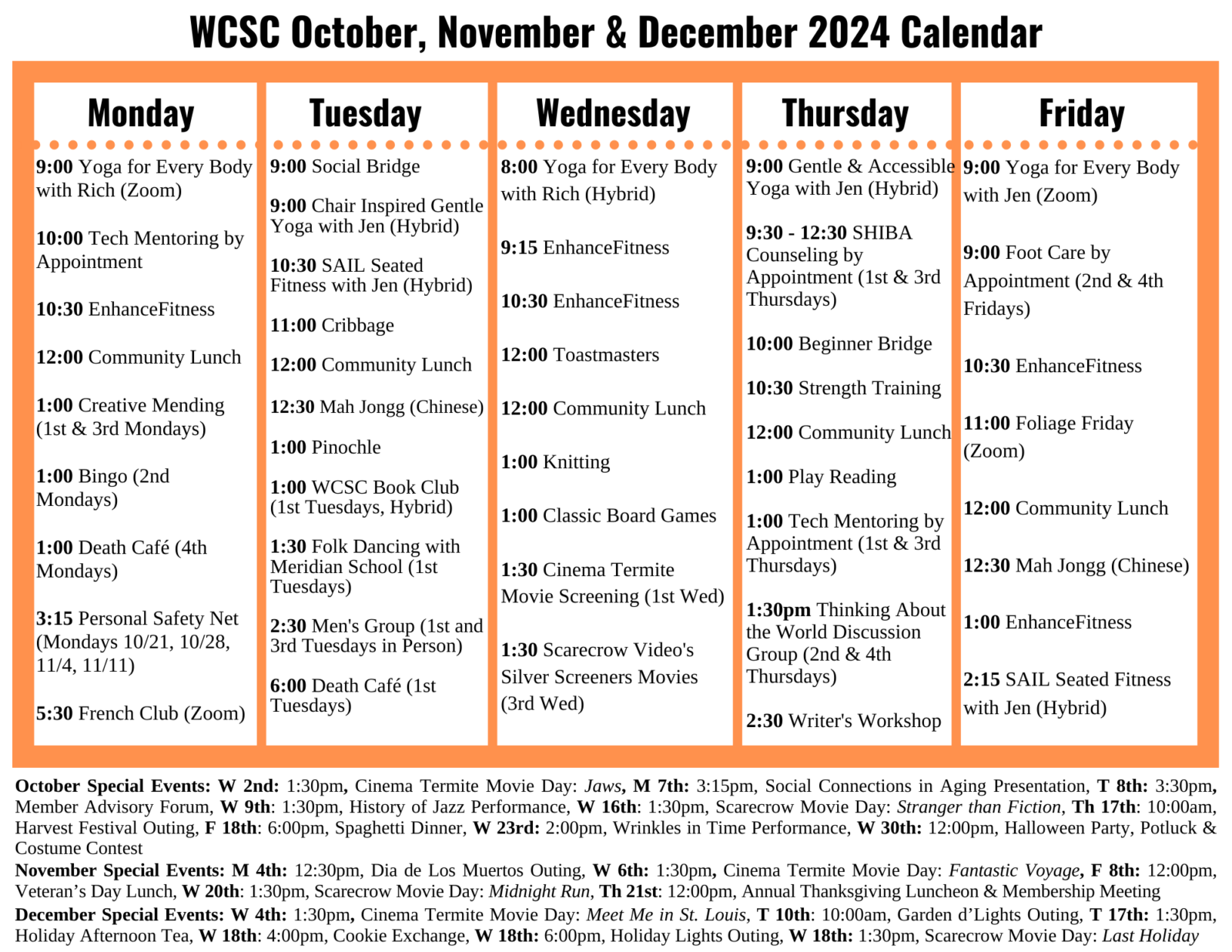 Fall 2024 Program Calendar Wallingford Community Senior Center